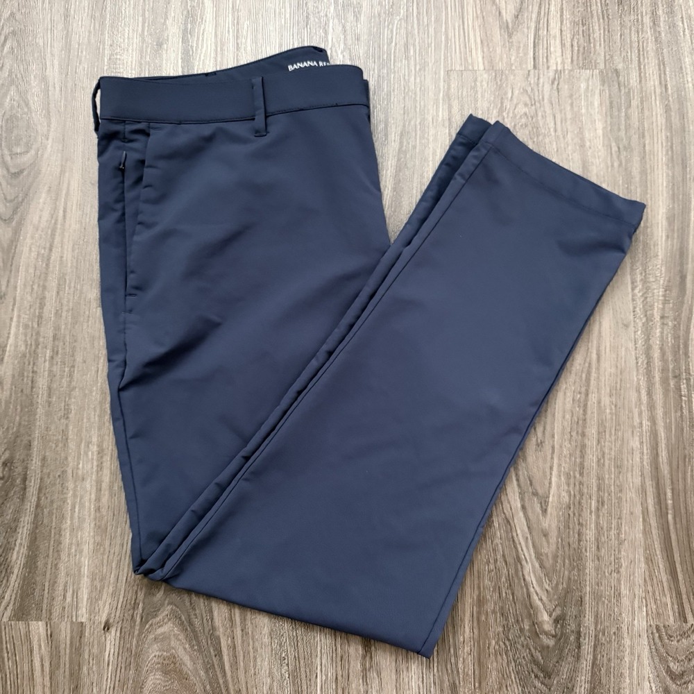Banana Republic Men's Navy Blue Traveler Pants golf 38x30.5(tag32)100% Polyester